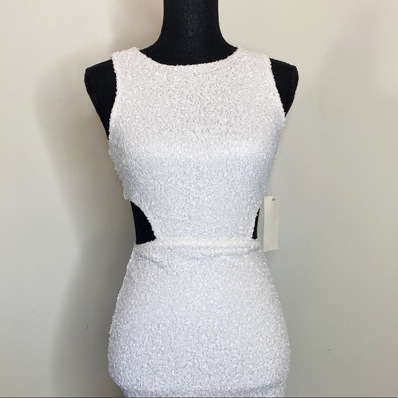 Tobi White Sequin Mini Dress XS - Picture 3 of 5